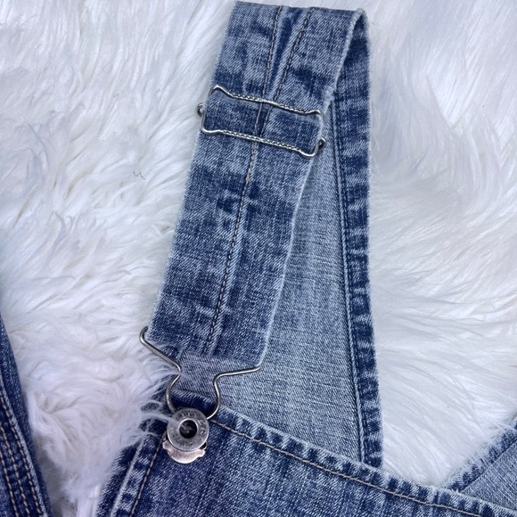 VINTAGE |•SILVER JEANS•| Blue Denim Flare Leg Bib Overall Jeans - Picture 4 of 14